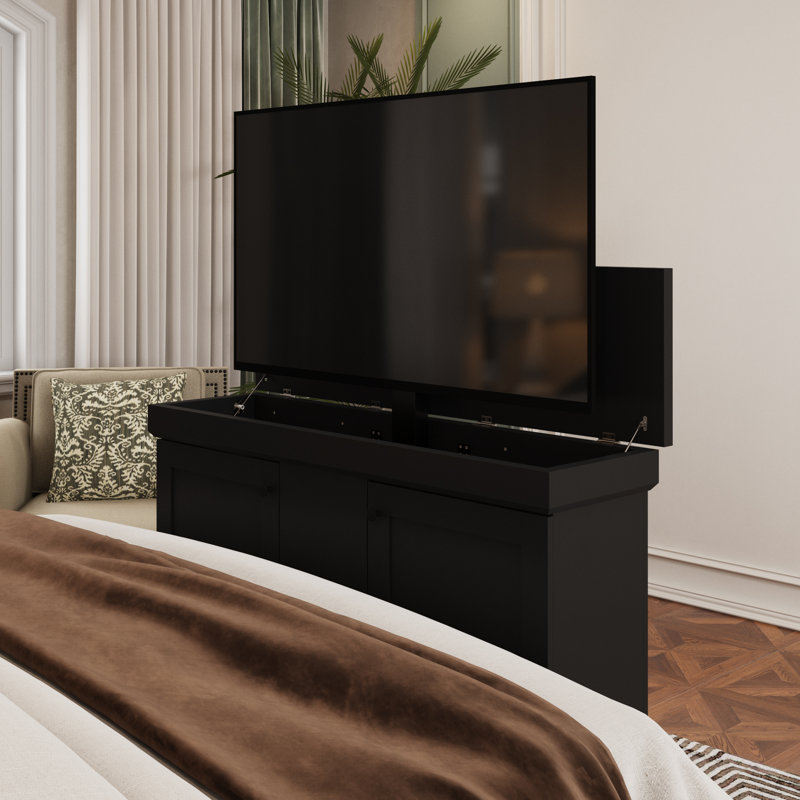 Meuble télé avec support vertical motorisé l 50,4 po, Noir