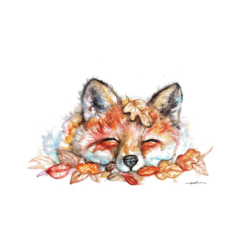 Fox N Leaves by BebesArts - Gallery-Wrapped Canvas Giclée on Canvas, 66.04 cm H x 45.72 cm W x 3.175 cm D, Wrapped Canvas