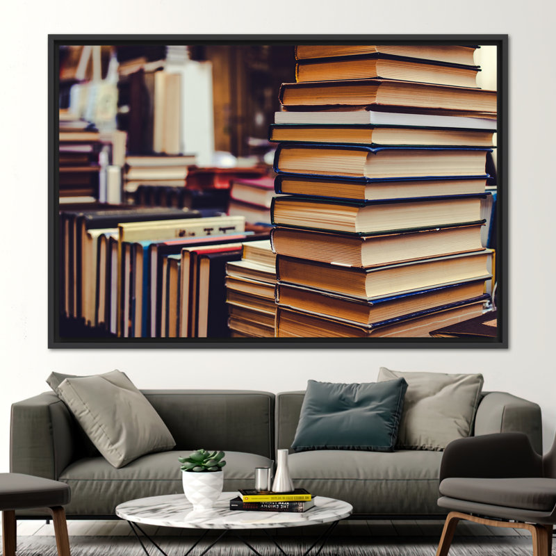 Art abstrait sur toile avec bibliothèque abstraite - décoration murale idéale pour la salle de lecture ou cadeau de bibliothèque pour les amoureux des livres