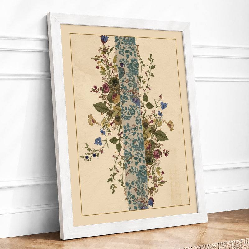Climbing Vine in Bloom Botanical - Framed Print, A2 - 59.4 x 42.0 cm, White