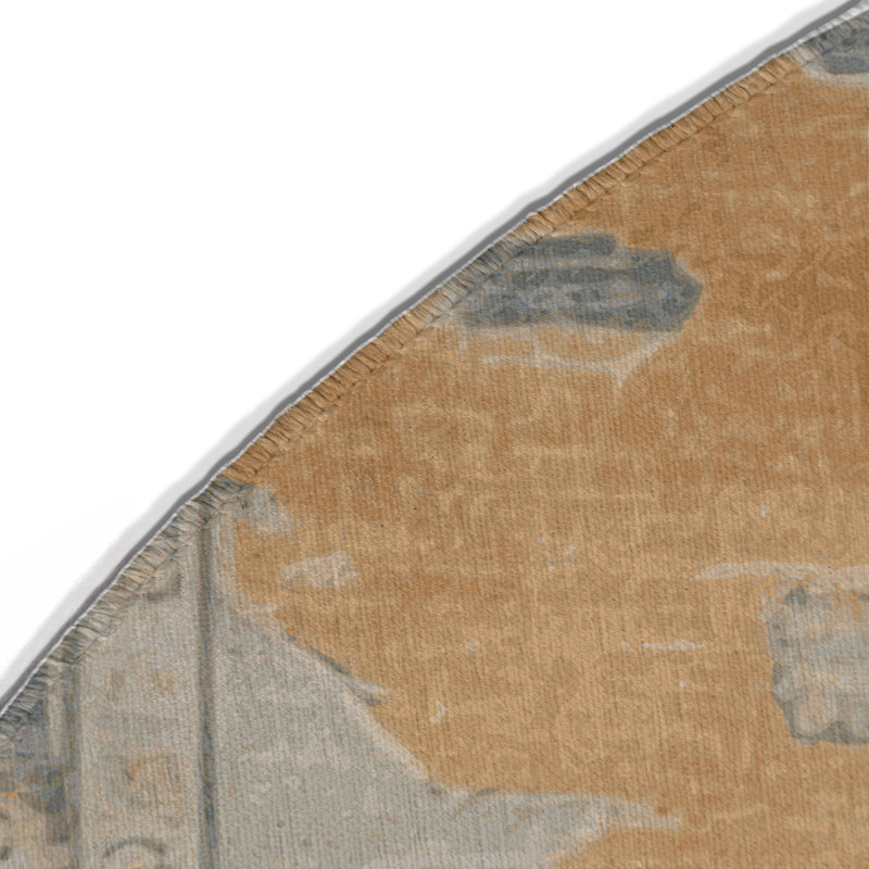 Overdyed Gray Indoor and Outdoor Area Rug, Round 5'