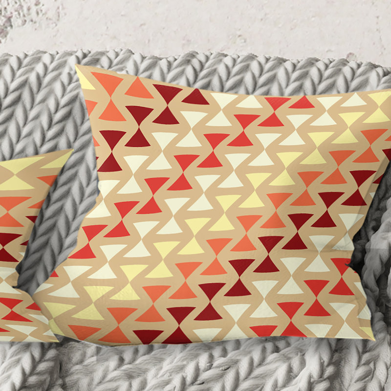 Triangular Retro Design IX - Mid-Century ModernPrinted Throw Pillow, 16" x 16"