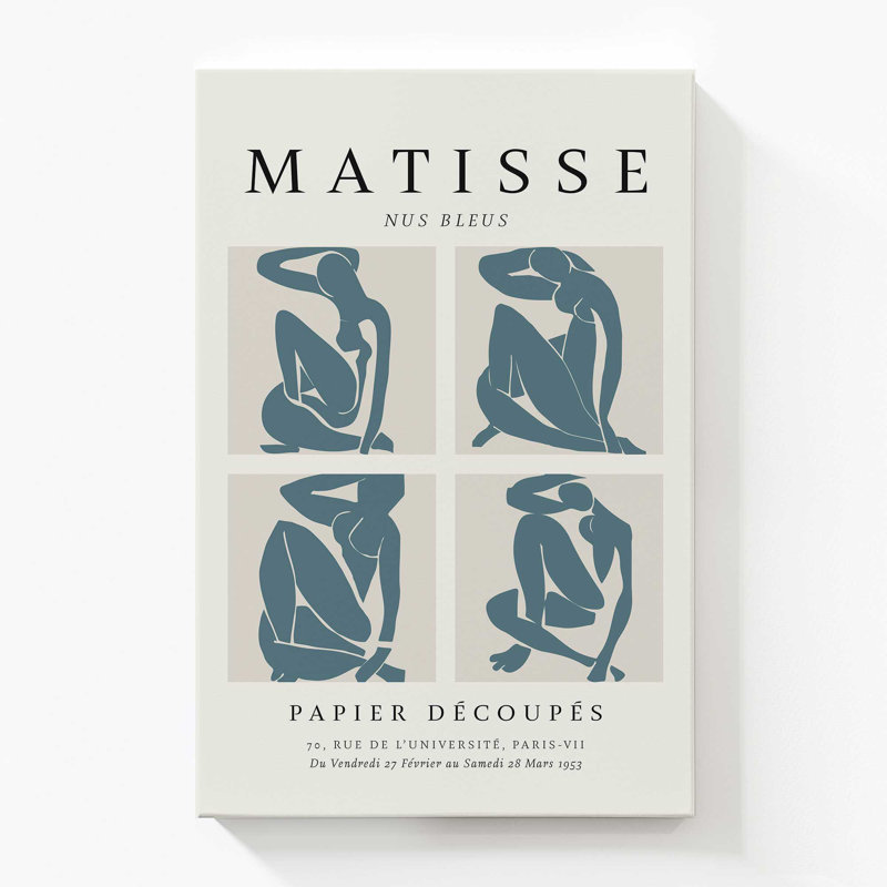Nus Bleus Matisse, affiche d'art v2, Toile tendue, H 54 po x l 36 po x P 1,25 po