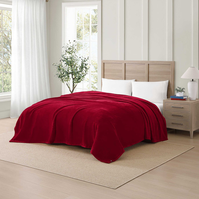 Couverture marine Tommy Hilfiger, Rouge, Très grand lit