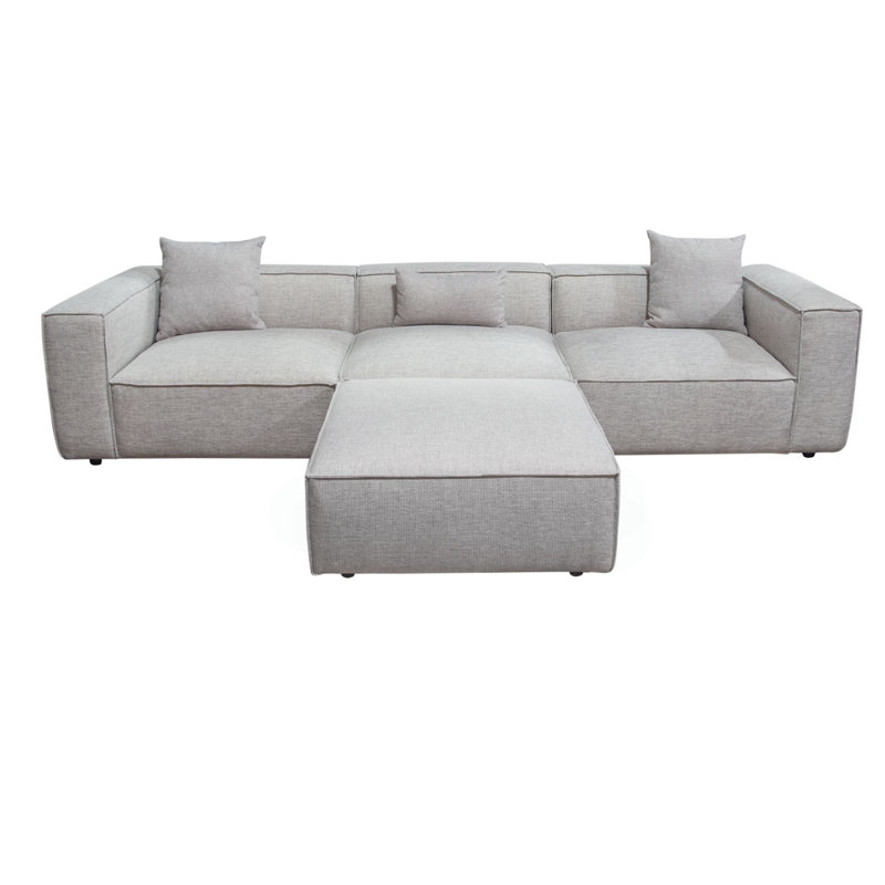 Canapé modulaire vice 4 pièces en tissu d'orge avec repose-pieds Vice