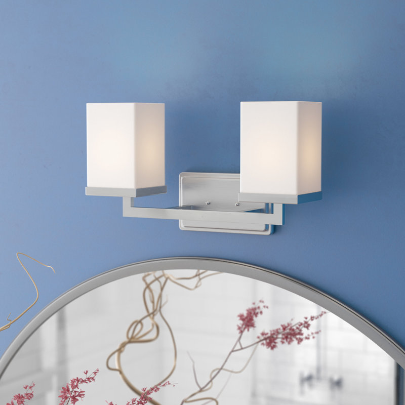 Éclairage pour salle de bain à intensité variable 2 lumières Flanigan, Nickel brossé