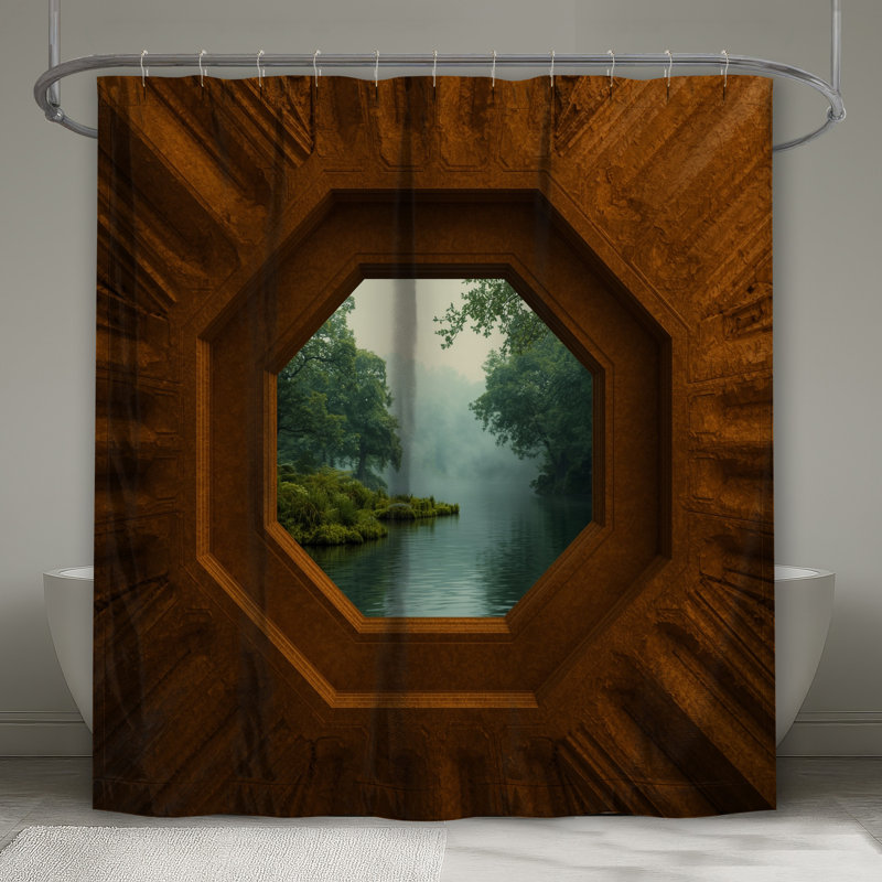 Rideaux de douche octogonaux très longs, L 70 po x H 93 po