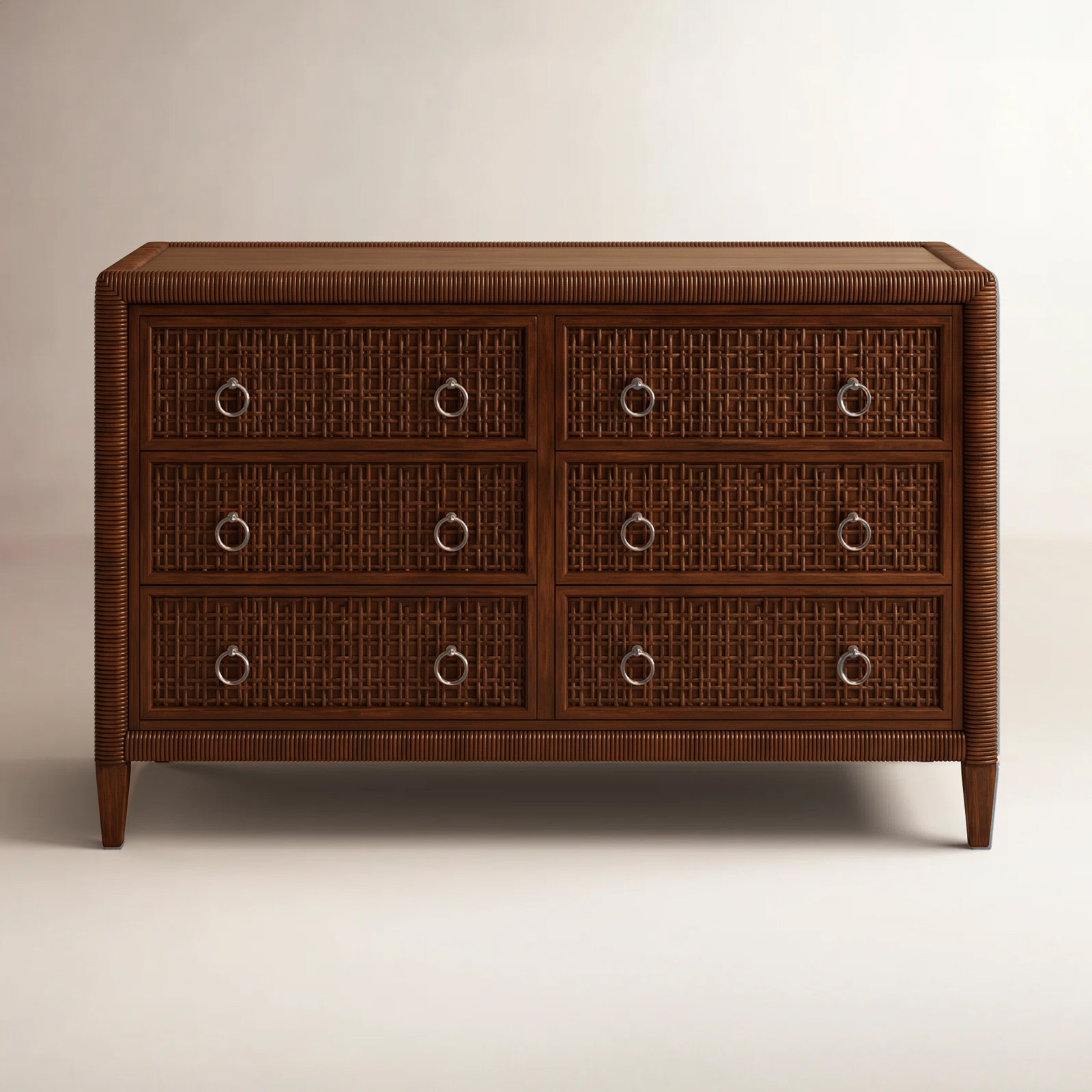 Monterey 54" Double Dresser, Coffee, Yes, Satin Nickel