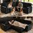 Muli 3-Piece Black Chenille Sectional Sofa Sleeper with Storage and USB Charge-1306050440