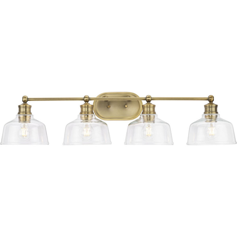 Éclairage pour meuble-lavabo 36 po Leo, Laiton rétro, Quatre lumières