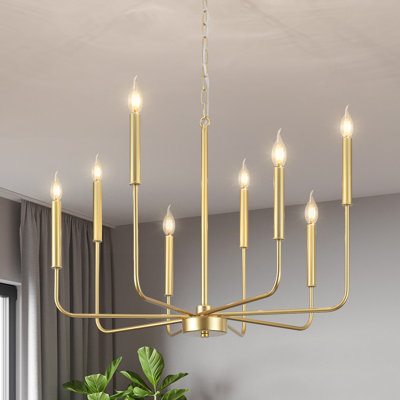 Ambler 8-Light Classic / Traditional Iron Chandelier, Farmhouse Candle-Style Lighting Fixture for Kitchen Island, Bedroom, Living Room, Foyer, Hallway, Entryway