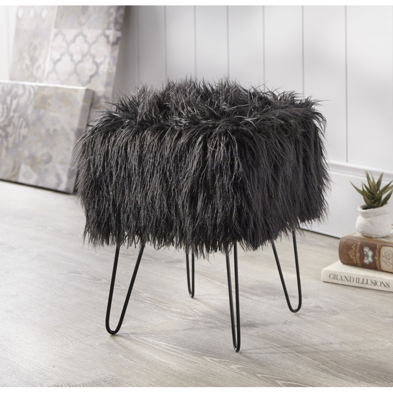 Caitilyn Manufactured Wood, Metal Accent Stool, Black