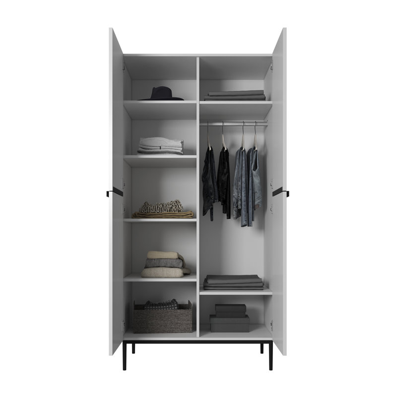 Alhowra 2 Door Manufactured Wood Wardrobe, White/Matte Black