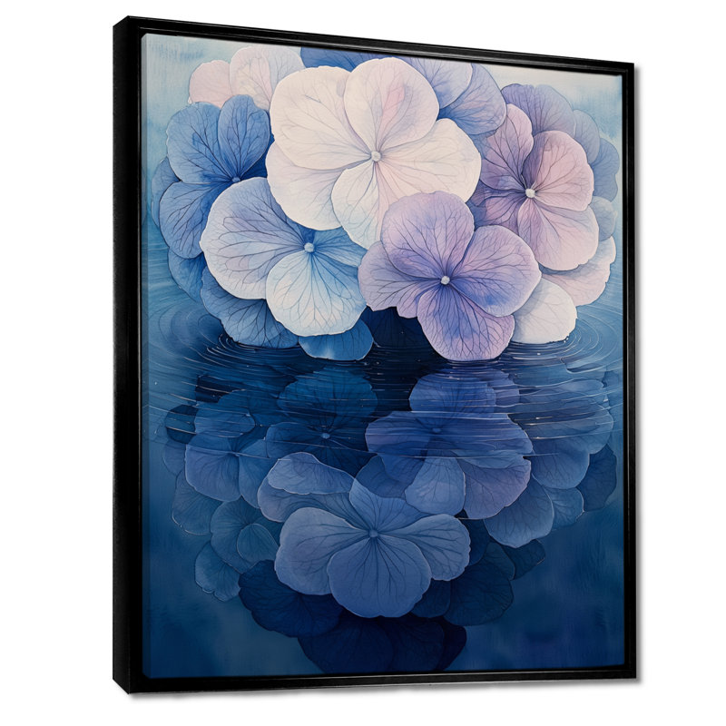 Hydrangea Ripple Effect - Hydrangea, art mural, Noir, Reproduction avec cadre flottant, H 20 po x l 12 po