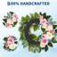 Couronne de printemps artificielle 20 po, décoration de fausse rose réaliste avec base en rotin, porte d'entrée pour la fête des Mères