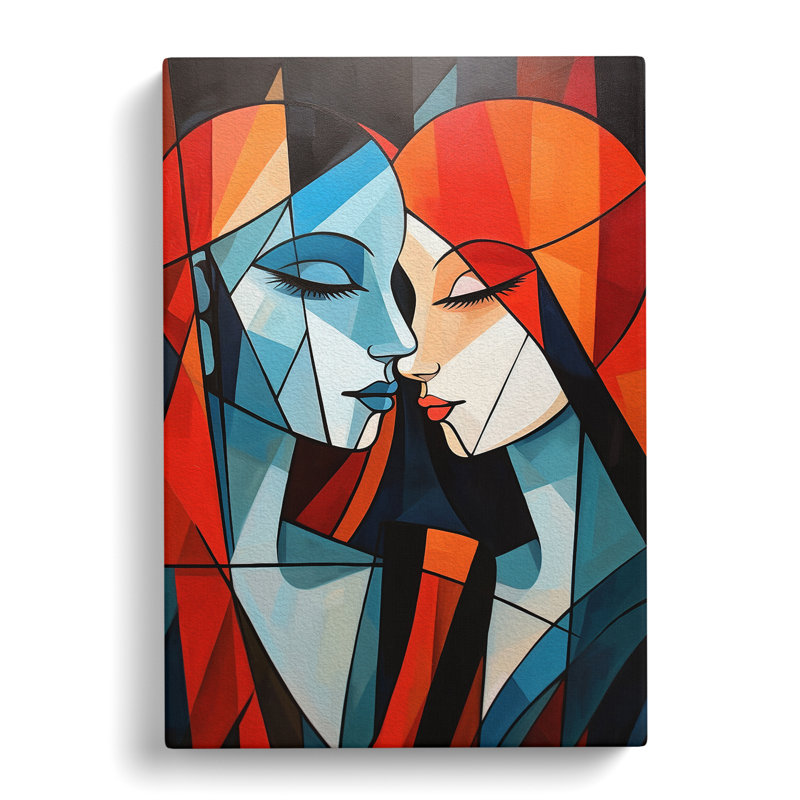 Two Women In Love Geometric - Art Prints - Wrapped Canvas, 60cm H x 40cm W x 3cm D