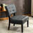 Gray Blended Leather Accent Chair With Oversized Tufting - Fine Craftsmanship Back Relaxing Seating-730190392