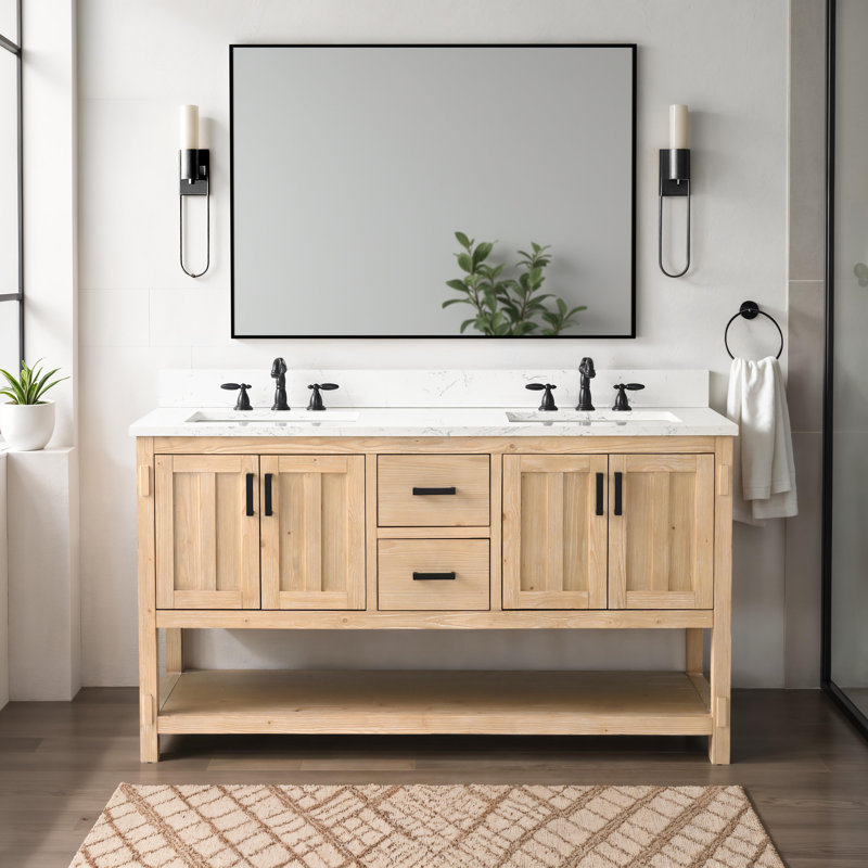 Marissa 60" Freestanding Double Bathroom Vanity with Engineered Stone Top