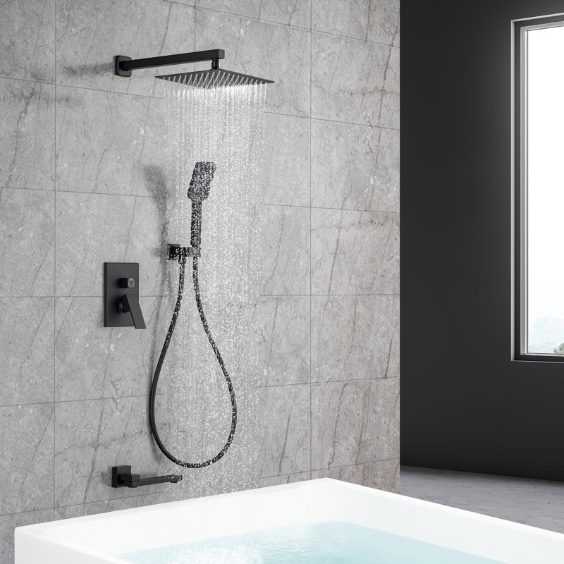 Système de douche complet avec valve brute, Noir