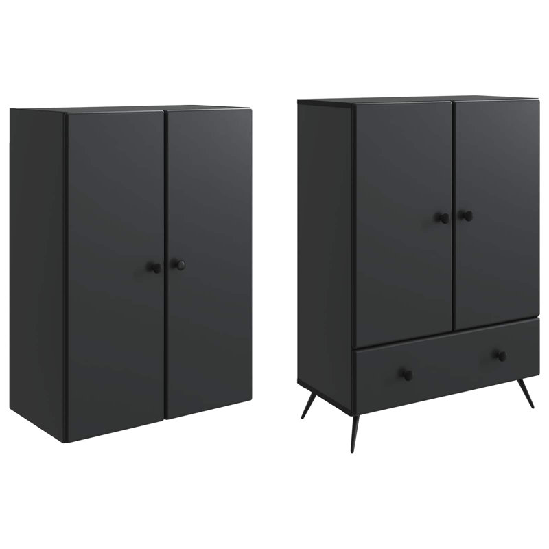 4 -Door 3 Storage Cabinet, Black
