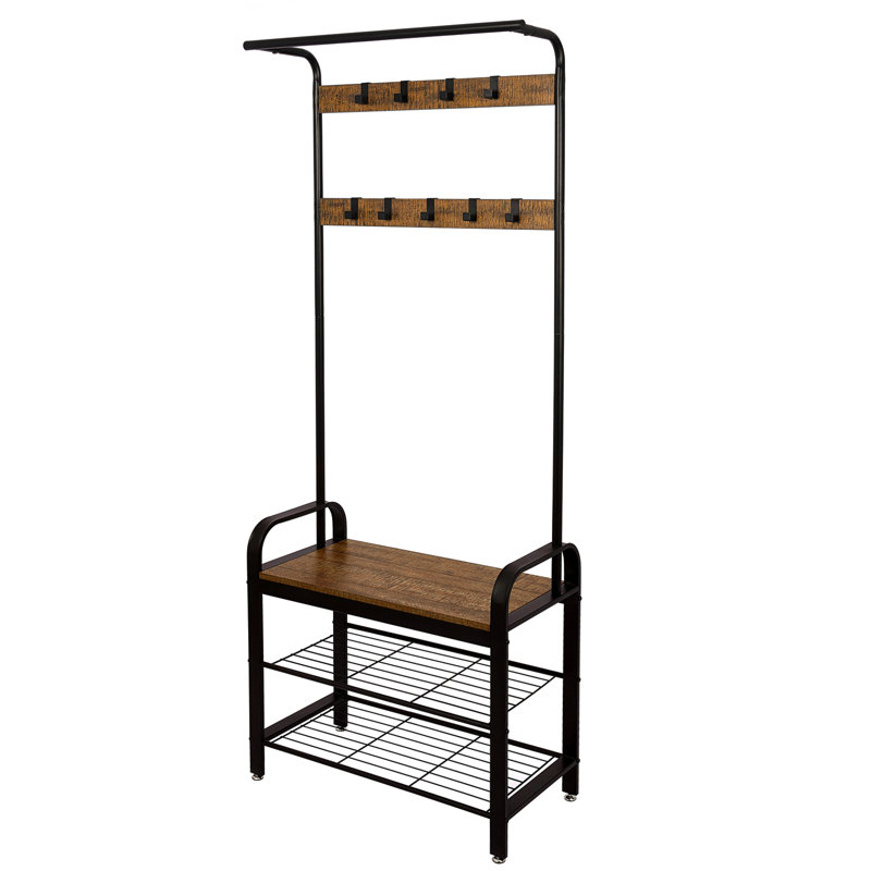 Allensworth Hall Tree 72cm Wide with Shoe Storage, Brown/Black