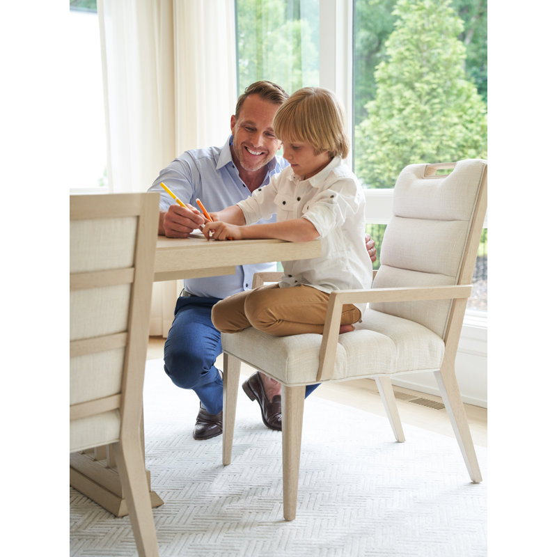 Beige Wood Extendable Rectangular Dining Table for Eight