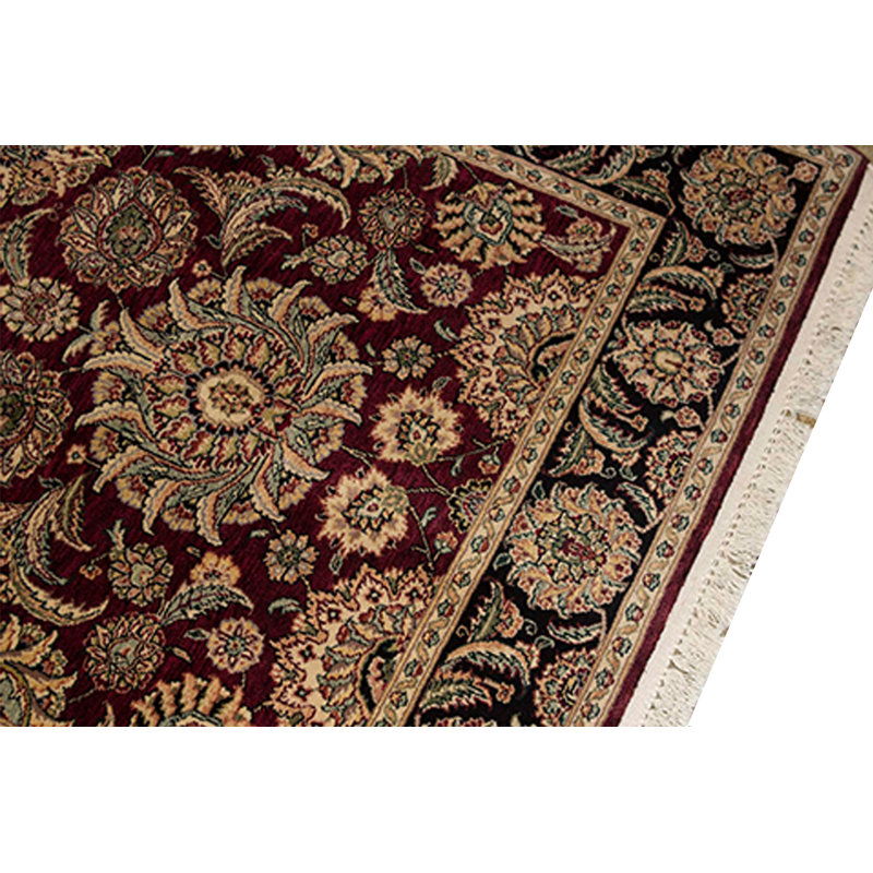 Tapis oriental en laine noué à la main Manchuria vin / noir / beige