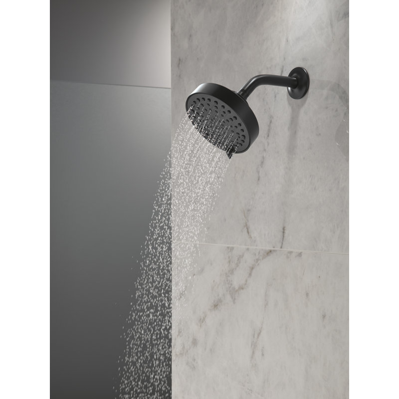 Delta Modern 4-Setting Matte Black Shower Head, 5.75 Inch Round Shower Head, 1.75 GPM Flow Rate, Matte Black, Matte Black