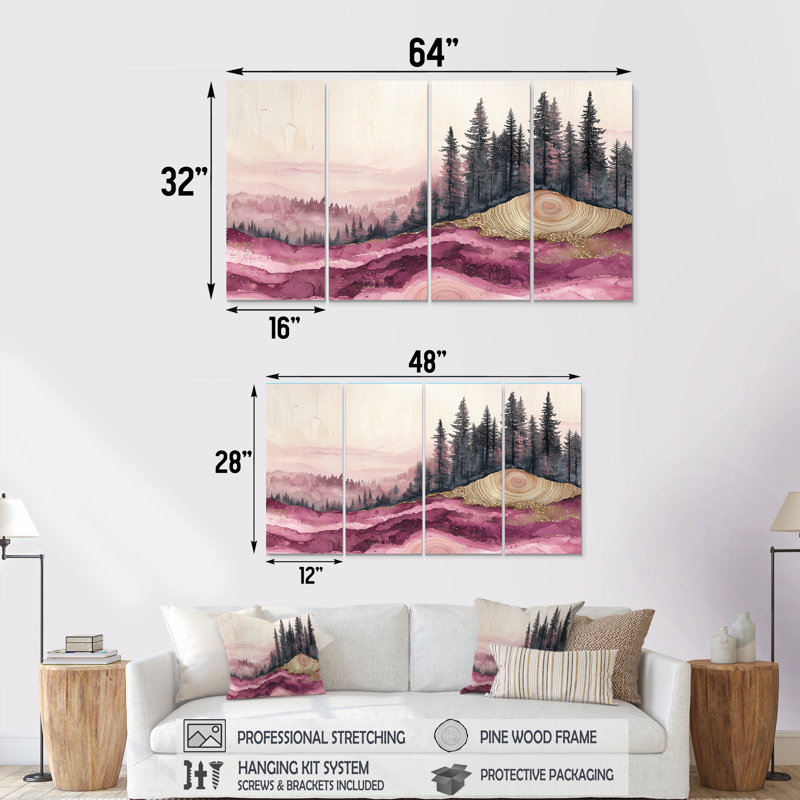 Ruby Crystal Lake Into The Pine Forest II - Lake Wall Decor - art mural maison de Lake Ho, H 28 po x l 48 po, 4