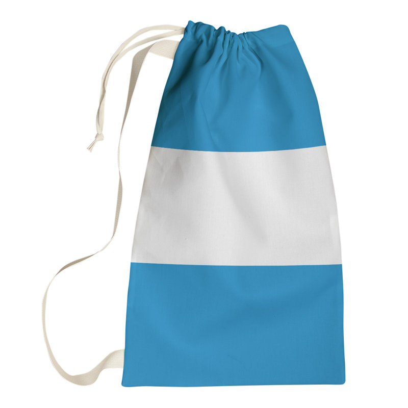 Boston Fabric Laundry Bag with Handles, Small (29" H x 18" W), Blue/White