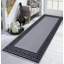 Plain Rug with Greek key Bordered Gel backed Rug Allissia Grey/Black Rug-672122751