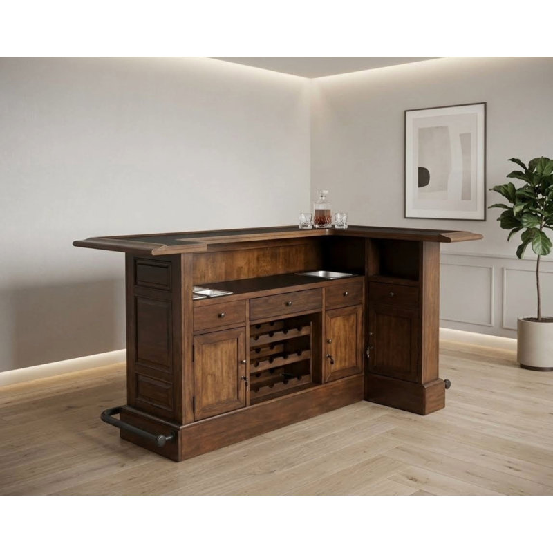 Chiaramonte 78'' Home Bar, Distressed Walnut