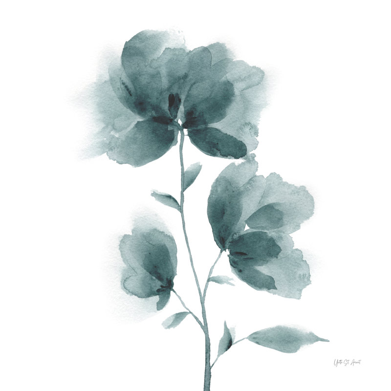 «Tranquil Blossom I» par Yvette St. Amant, H 12 po x l 12 po x P 1,25 po, Non, Toile avec cadre noyer