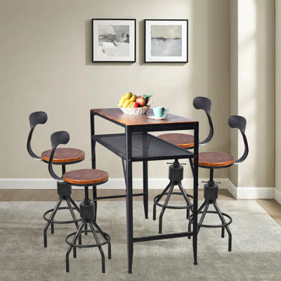 Johannus 4 - Person Pine Solid Wood Top Four Leg Dining Set