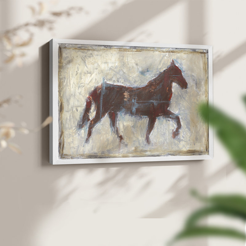 Iron Equine II - Reproduction encadrée - Restickable, H 8 po x l 10 po, Blanc