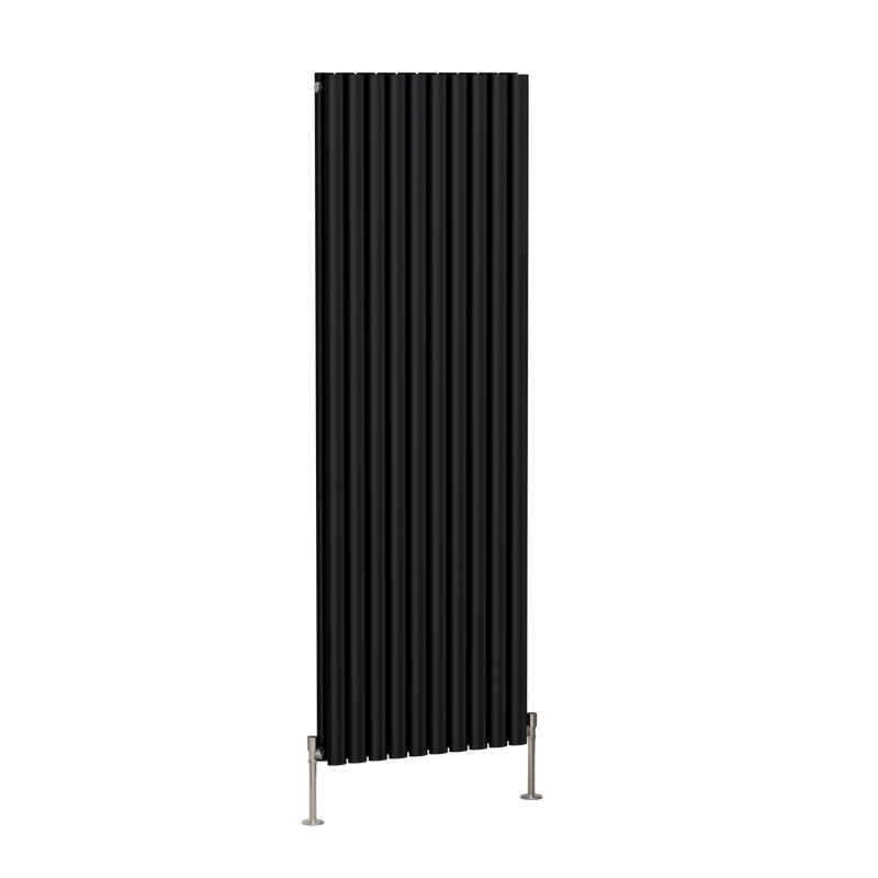 Shoshana Vertical Oval Panel Radiator, Normal Black, 160cm H x 23.6cm W, 2