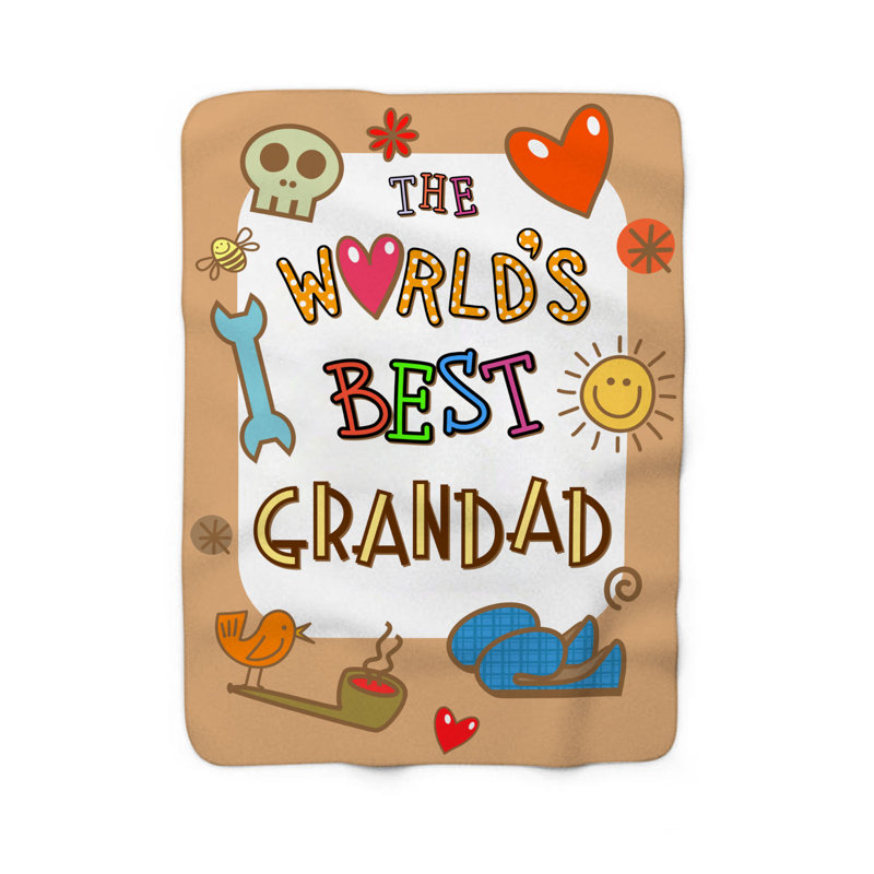 The World's Best Grandad - couverture en sherpa de qualité supérieure 1 pièce - Design d'art luxueux, L 50 po x L 60 po