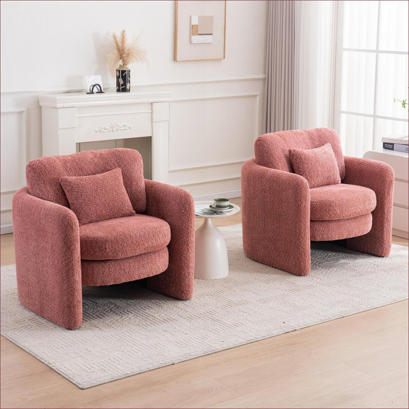 Chaise d'appoint de coin moderne arrondie, siège simple rembourré pour adultes, rouge cramoisi, polyvalente pour le salon, la chambre à coucher et le bureau à domicile