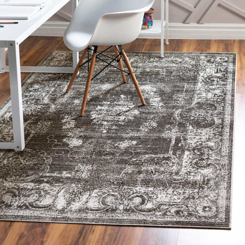 Clevinger Oriental Charcoal Area Rug, Rectangle 2' x 3'1"