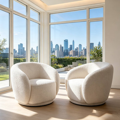 Fauteuil demi-tonneau pivotant avec siège large rembourré 360 ° Boucle, ensemble de 2