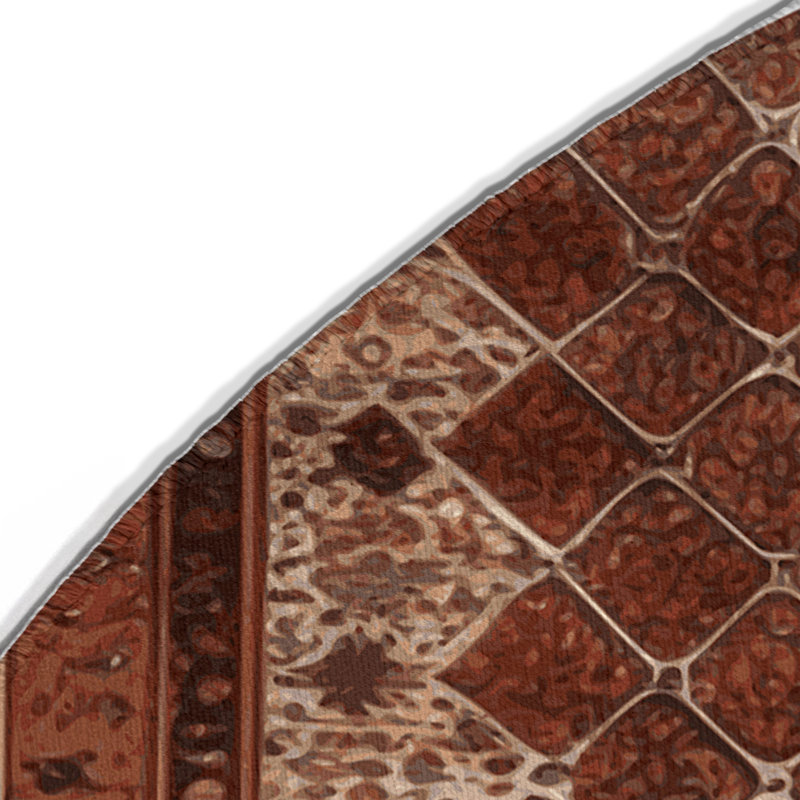 Tapis d'intérieur et d'extérieur brun Persian, Rond 5 pi
