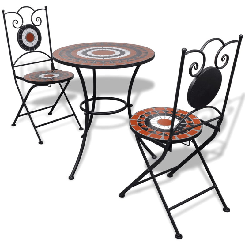 Ensemble bistro 2 personnes Steffey, Terracotta/White, 27.6" H x 23.6" W x 23.6" D