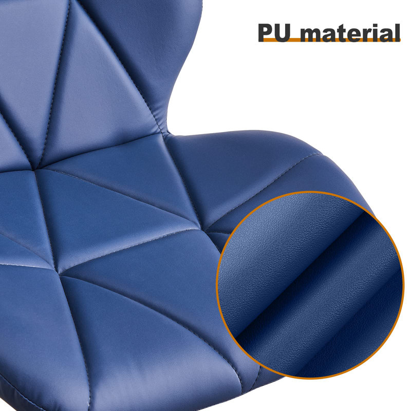 Abdur-Rasheed Swivel Upholstered Adjustable Height Counter Stool with Metal Frame, Blue PU