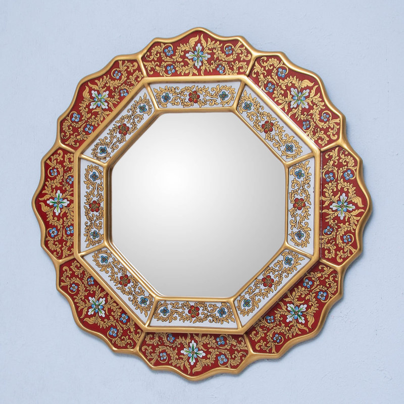 Cristian Scalloped Mirror, Red