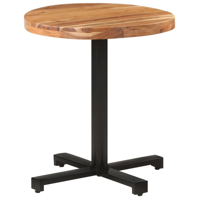Bistro Table Round Solid Acacia Wood, 27.56" D x 27.56" L, Walnut