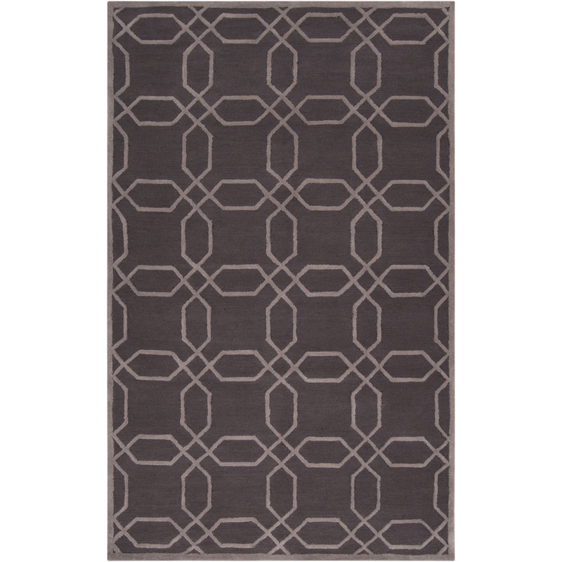 Hand Hooked Wool Geometric Indoor Rug, Round 8'