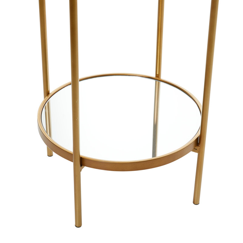 Étagère à miroir debout en métal doré à 3 tablettes Braden
