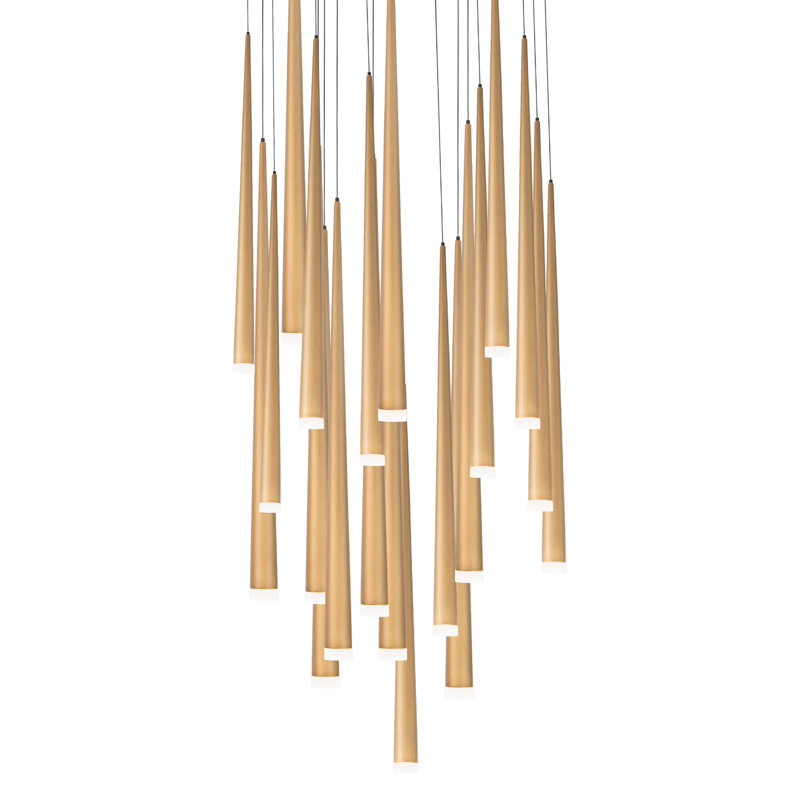 Cascade 21 - Light LED Pendant, Aged Brass