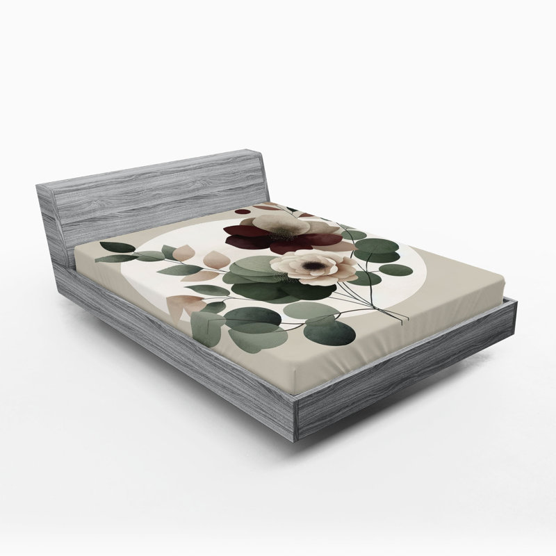 Drap-housse Ambesonne Monstera_ Floral minimaliste boho_ Rosé vert pâle, Drap-housse de taille double