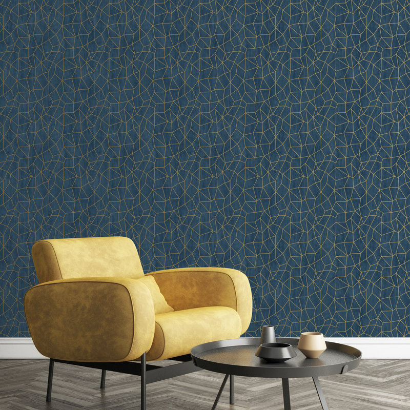 Special FX 2 Glitter Web Design Wallpaper Roll, Navy/Gold
